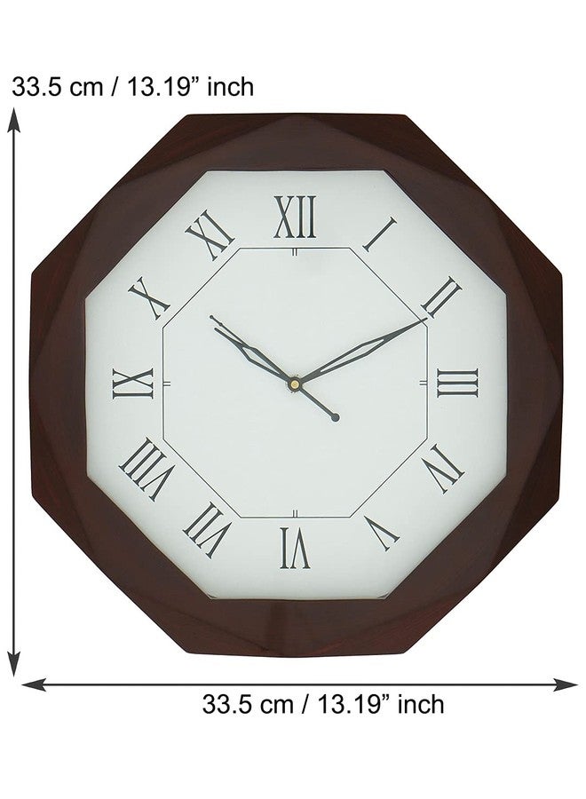 CHRONIKLE Beautiful Octagon Shaped Wooden Case Roman Numbers Wall Clock for Living Room Home Decorations Office Gifts (Size: 33.5 x 4.5 x 33.5 CM | Weight: 1080 Gram | Color: Rosewood) - Image 3